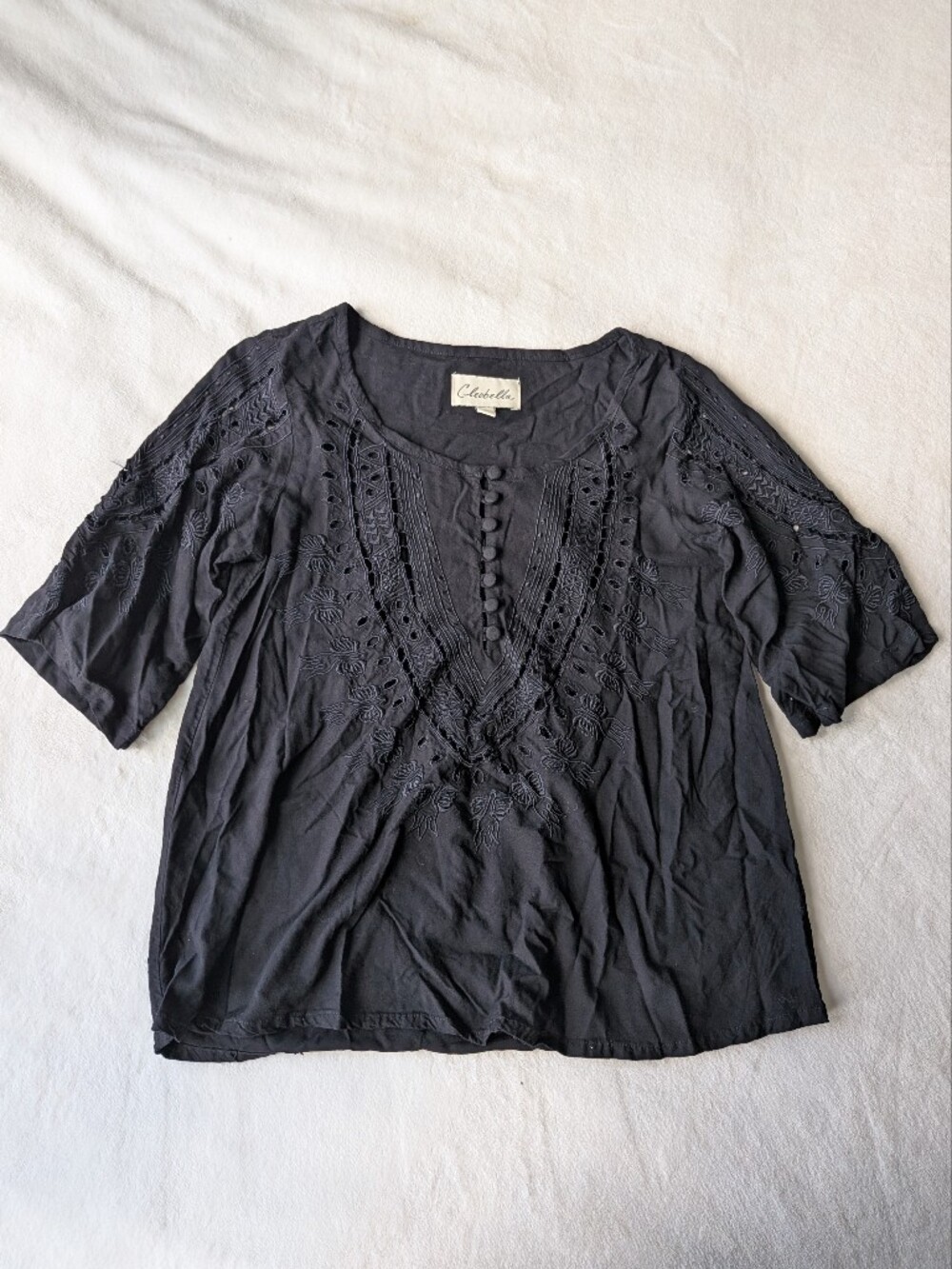 Cleobella Black Embroidered Blouse